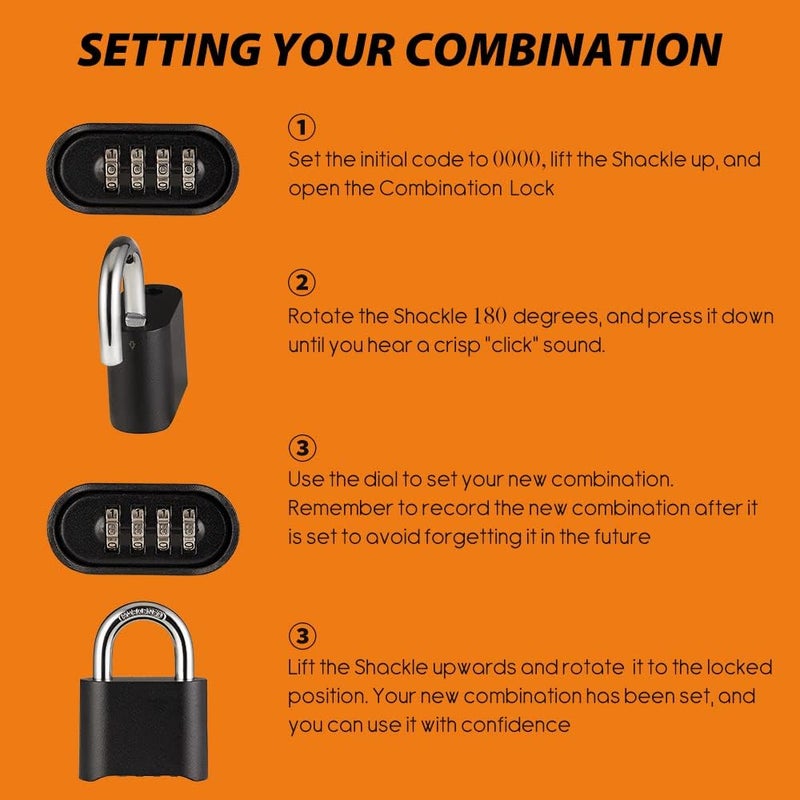 WULALACK Combination Lock - 12 Pack Long Shackle Combo for Gates, Sheds, and Storage - Image 5